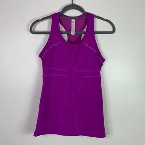 ATHLETA Turbocharge Purple Racerback Back Pockets Tank Top Womens Small
